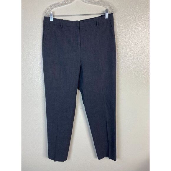 Theory Women Gray Wool Dress Pants Size 8 Trouser Career Formal Capsule Straight - Picture 14 of 16